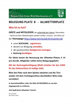 Änderung der Belegung des Allwetterplatzes