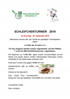 Einladung zum Schleifchenturnier 2019