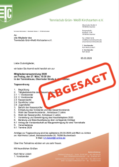 Absage der Mitgliederversammlung